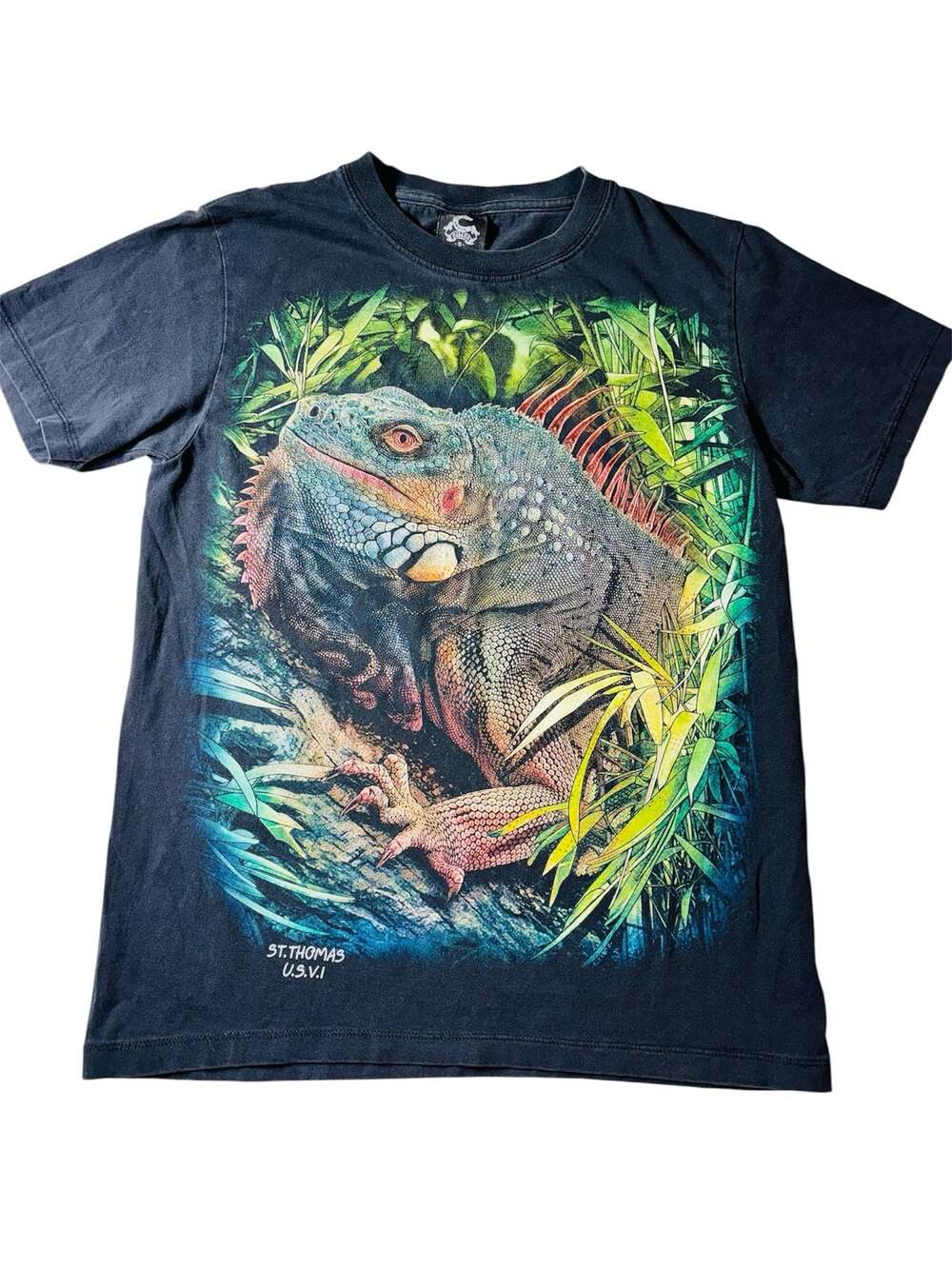 Vintage Caballo St. Thomas U.S.V.I. Iguana Graphic T-Shirt Black Small